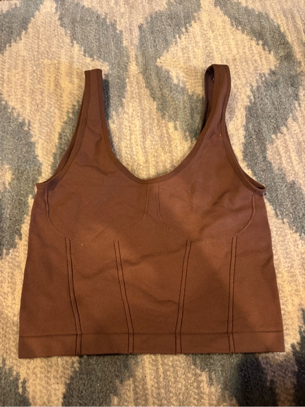 Seam-Panel Brown Sports Bralette